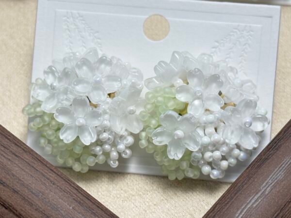 Handcrafted Cluster Flower Seed Bead Earrings - Multi-Colour Collection
