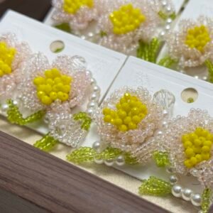 Handcrafted 3D Floral Seed Bead Earrings