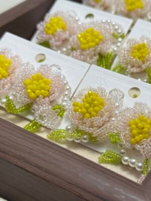 Handcrafted 3D Floral Seed Bead Earrings