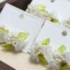 Handcrafted Pearl Bead Flower Earrings with Leaf Accents