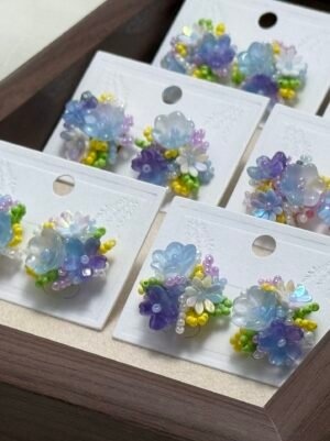 Handcrafted Cluster Flower Seed Bead Earrings - Multi-Colour Collection