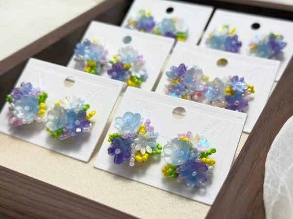 Handcrafted Cluster Flower Seed Bead Earrings - Multi-Colour Collection
