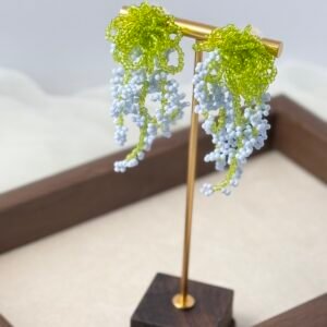 Handcrafted Seed Bead Grape Cluster Drop Earrings