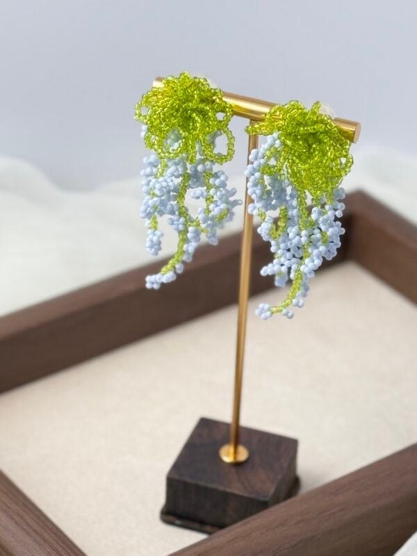 Handcrafted Seed Bead Grape Cluster Drop Earrings