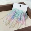 Handcrafted Seed Bead Tassel Drop Earrings - Rainbow Collection