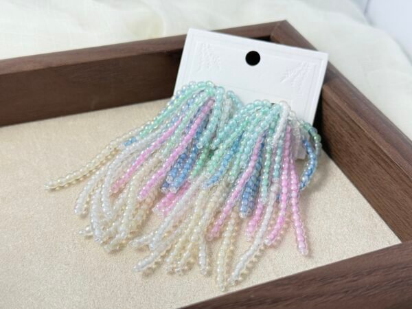 Handcrafted Seed Bead Tassel Drop Earrings - Rainbow Collection