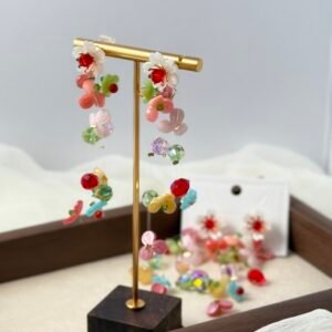 Handcrafted Seed Bead Flower Drop Earrings - Vibrant Collection