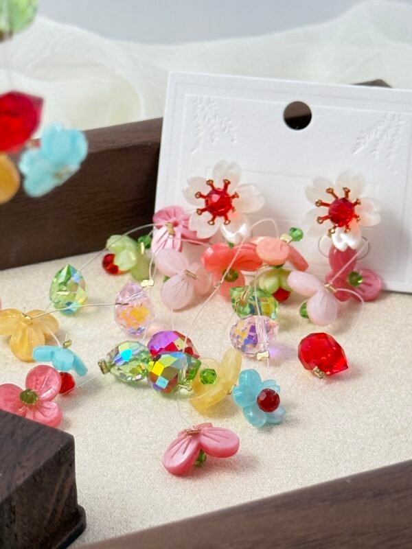 Handcrafted Seed Bead Flower Drop Earrings - Vibrant Collection