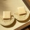 Handwoven Raffia Earrings Collection - Natural Texture Trio