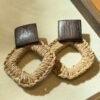 Handwoven Raffia Earrings Collection - Natural Texture Trio