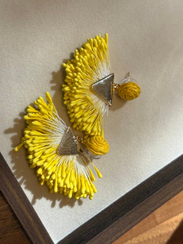 Handcrafted Raffia Fan Tassel Earrings - Bohemian Statement Collection