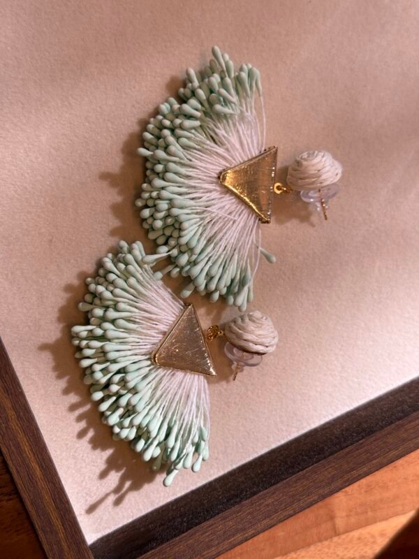 Handcrafted Raffia Fan Tassel Earrings - Bohemian Statement Collection