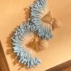 Handcrafted Raffia Fan Tassel Earrings - Bohemian Statement Collection