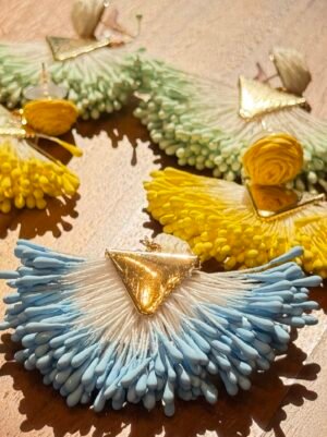 Handcrafted Raffia Fan Tassel Earrings - Bohemian Statement Collection