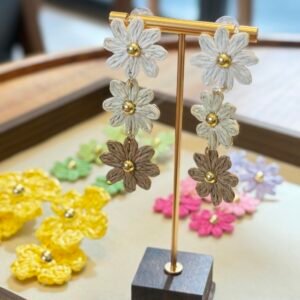 Handcrafted Raffia Daisy Chain Drop Earrings - Garden Bloom Collection