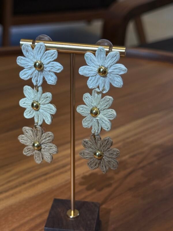 Handcrafted Raffia Daisy Chain Drop Earrings - Garden Bloom Collection
