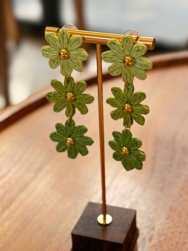 Handcrafted Raffia Daisy Chain Drop Earrings - Garden Bloom Collection