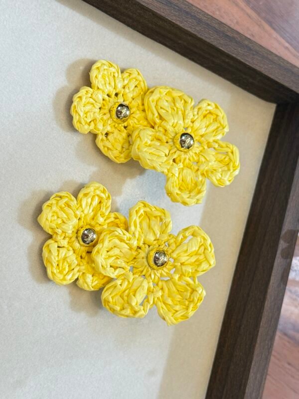 Handcrafted Double Sunflower Raffia Stud Earrings - Sunshine Bloom Collection