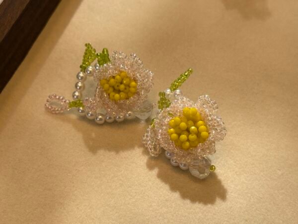 Handcrafted 3D Floral Seed Bead Earrings
