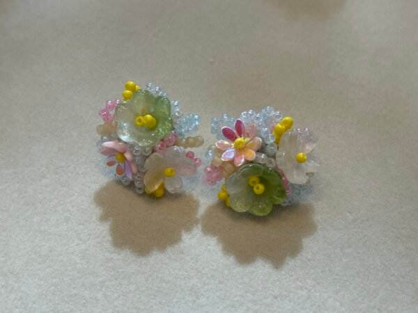 Handcrafted Cluster Flower Seed Bead Earrings - Multi-Colour Collection