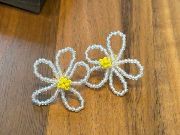 Delicate Wire-Frame Beaded Daisy Earrings