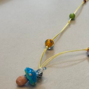 Handcrafted Mushroom Garden Cord Necklace - Whimsical Forest Collection