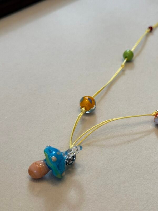 Handcrafted Mushroom Garden Cord Necklace - Whimsical Forest Collection