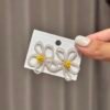 Delicate Wire-Frame Beaded Daisy Earrings