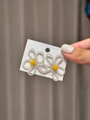 Delicate Wire-Frame Beaded Daisy Earrings