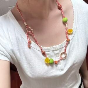 Handcrafted Citrus Rope Seed Bead Necklace with Charm Collection
