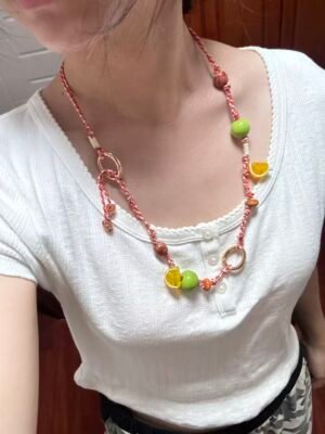 Handcrafted Citrus Rope Seed Bead Necklace with Charm Collection
