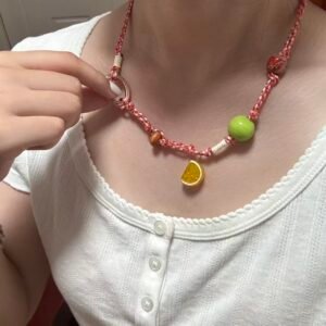 Handcrafted Citrus Charm Seed Bead Bracelet - Compact Garden Collection