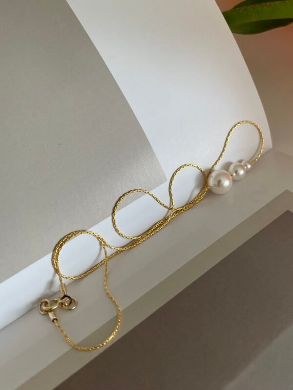 2022-07-06 152859(4) Delicate Snake Chain Graduated Pearl Necklace in 14K Gold‑Filled
