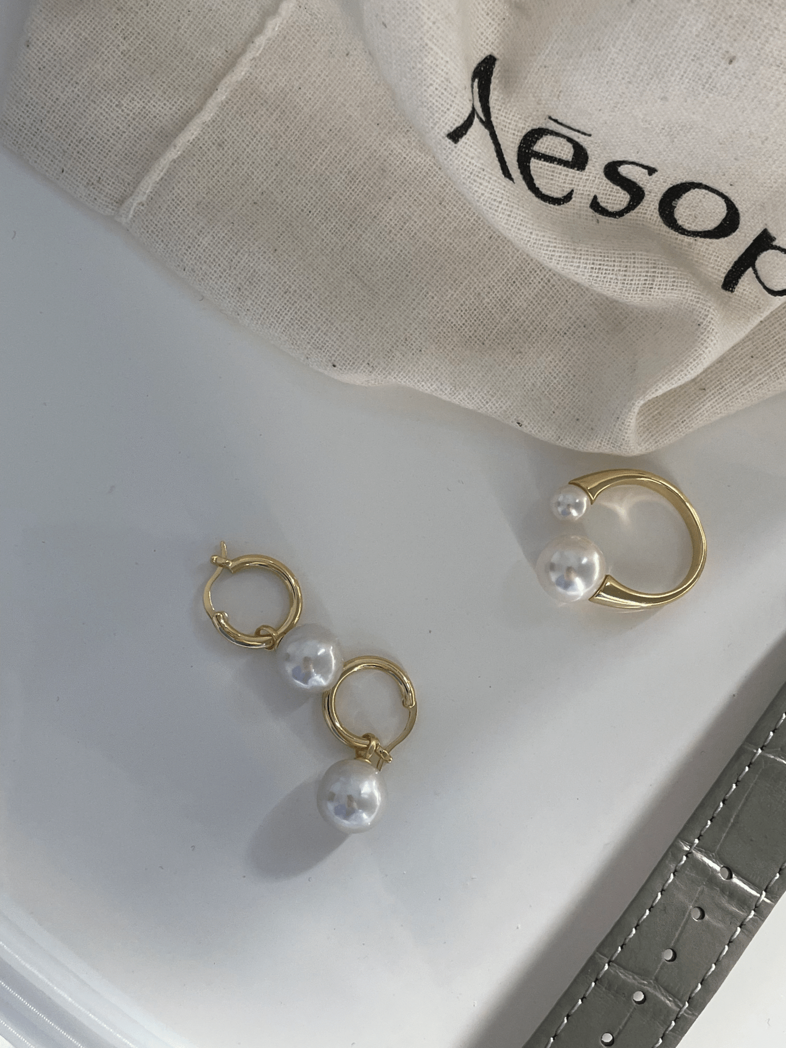 2023-03-04 155646 Double Pearl Open Ring in 18K Gold‑Plated Sterling Silver (Swarovski Crystal Pearls)