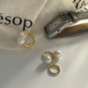 2023-03-04 155956 Double Pearl Open Ring in 18K Gold‑Plated Sterling Silver (Swarovski Crystal Pearls)