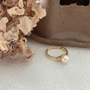 Freshwater Pearl Solitaire Ring with Sparkling Accent Stones