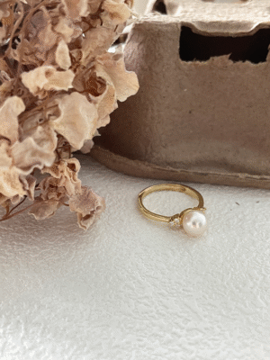 2023-09-20 140653 Freshwater Pearl Solitaire Ring with Sparkling Accent Stones