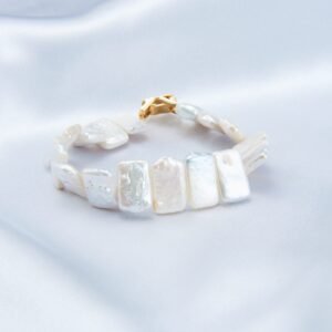 Baroque Watch-Link Freshwater Pearl Bracelet in 18K Gold-Plated Sterling Silver