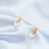 621 Vintage Hammered Oval + Baroque Heart Pearl Drop Earrings in 18K Gold‑Plated Sterling Silver