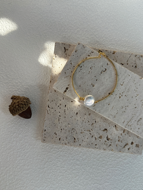 aa1742300242744 Celestial Pearl Bangle Bracelet in 18K Gold‑Plated Sterling Silver